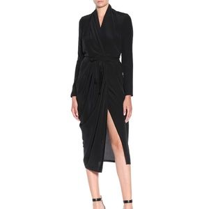 NEW RICK OWENS Draped crepe de chine wrap dress 2
